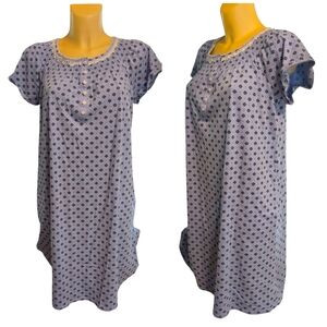 ARIA Blue And Black Patterned Knee Length Night Gown